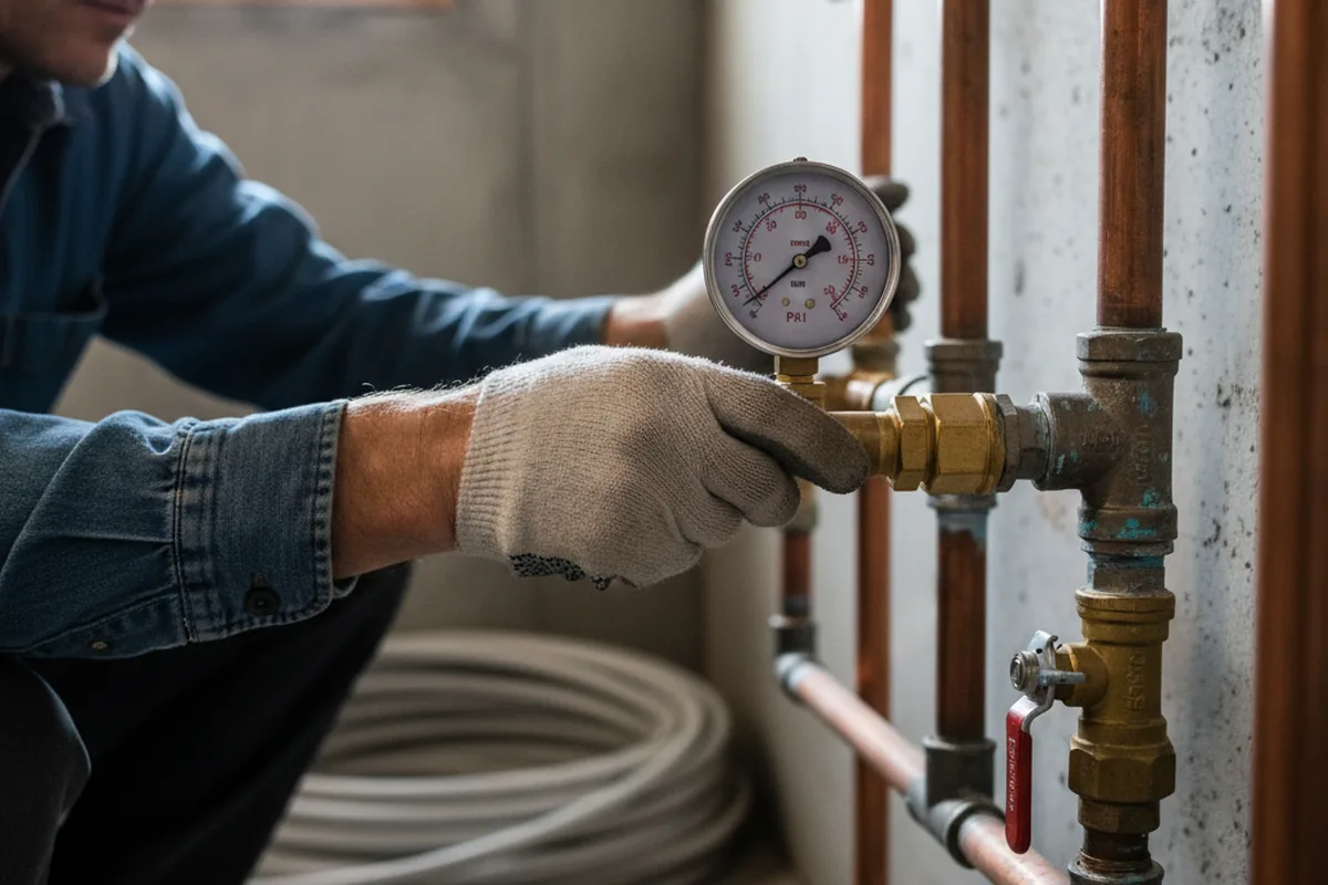 Pressure testing a repaired line during Water Line Repair in Front Royal